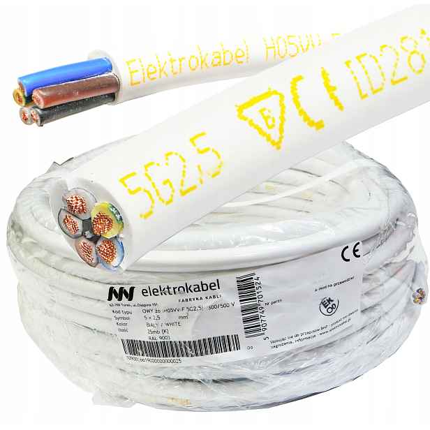 Kabel Owy 5x2,5 mm Cu lanko kulatý 25 m