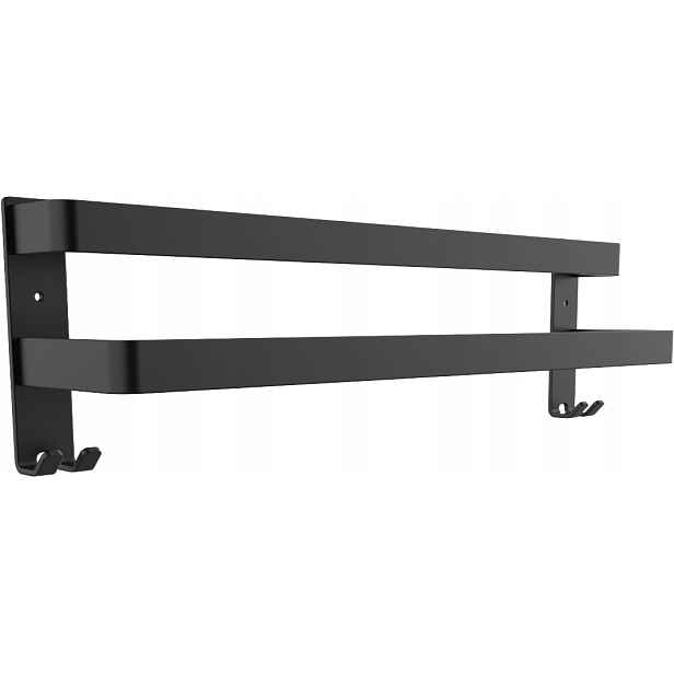 Premium věšák na Ručníky Do Koupelny loft Černý 60 cm 2 úrovně Háčky