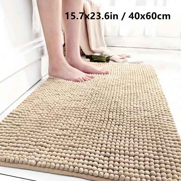 TEMU Ultra-Savý Tlustý Koupelnový Koberec - Protiskluzový, Měkký Polyester s PVC Podložkou pro Domácí Dekoraci, Ideální pro Kuchyň & Jídelní