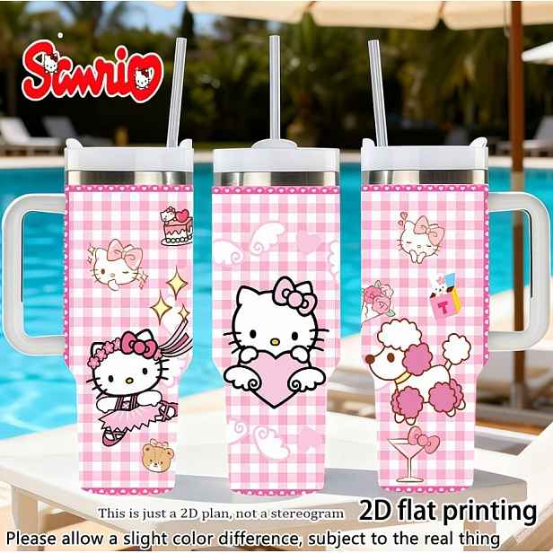 Termohrnek termos velký láhev na pití Hello Kitty Růžová Kawaii Ytk 1200 ml