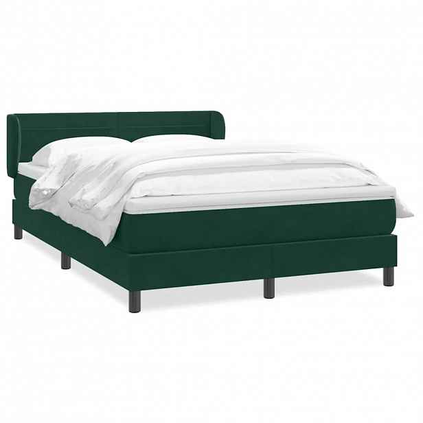 vidaXL Box spring postel s matrací tmavě zelená 160x220 cm samet