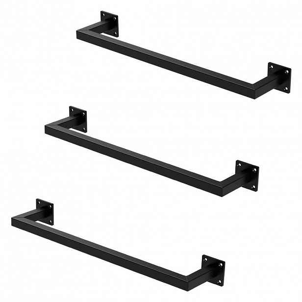 ML-DESIGN VĚŠÁK NA OBLEČENÍ, sada 3 ks, obdélníkový, V 12 cm x Š 60 cm, černý, z oceli, ve tvaru U