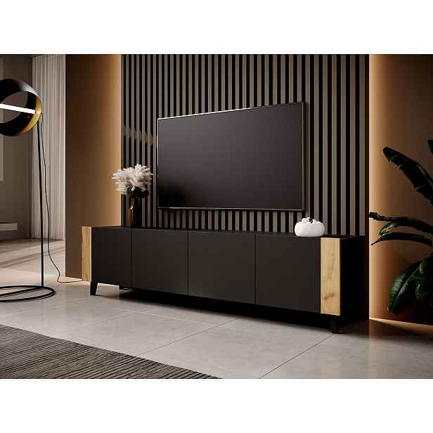 Moderní TV stolek Serafen, černý/dub craft HELCEL