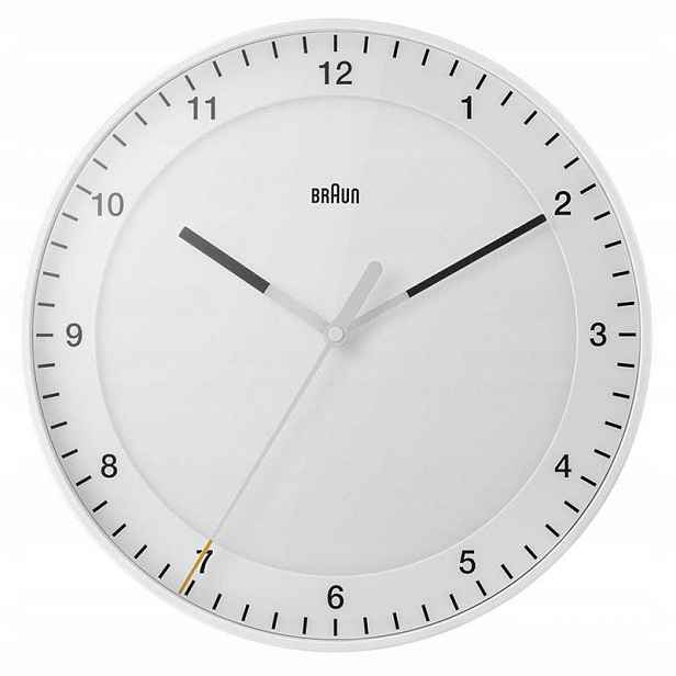 Nástěnné hodiny Kulatý Tichý mechanismus Tekoucí bílá bílá 30 cm Braun