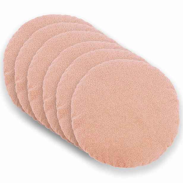 vidaXL Povlak na polštář 6 pcs HEERLEN Růžová Ø 40 cm Bouclé