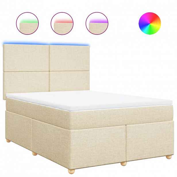 vidaXL Box spring postel s matrací krémová 140x200 cm textil