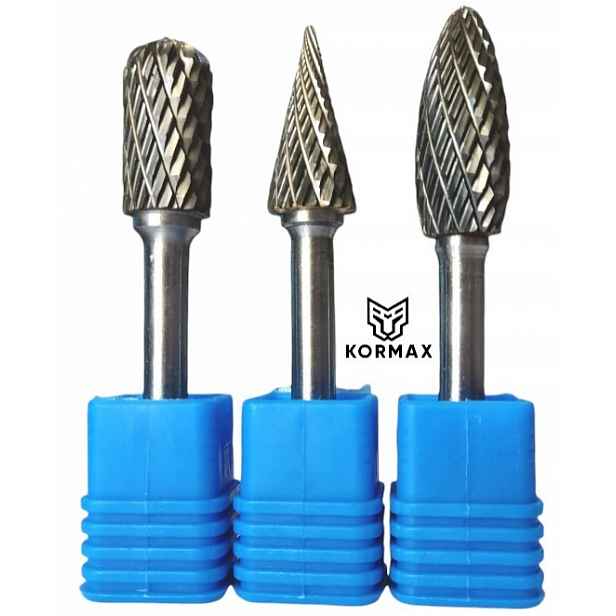 3x Rychlootáčkový pilník Fréza 12 mm karbidový kužel plamen válec zaoblený
