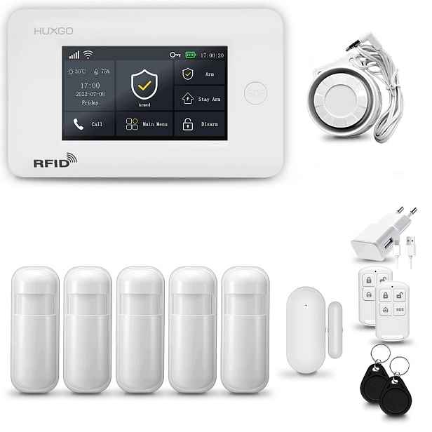 Bezdrátový alarm WiFi+ Gsm 4G s aplikací Tuya, sada Huxgo HXA006 R5PS