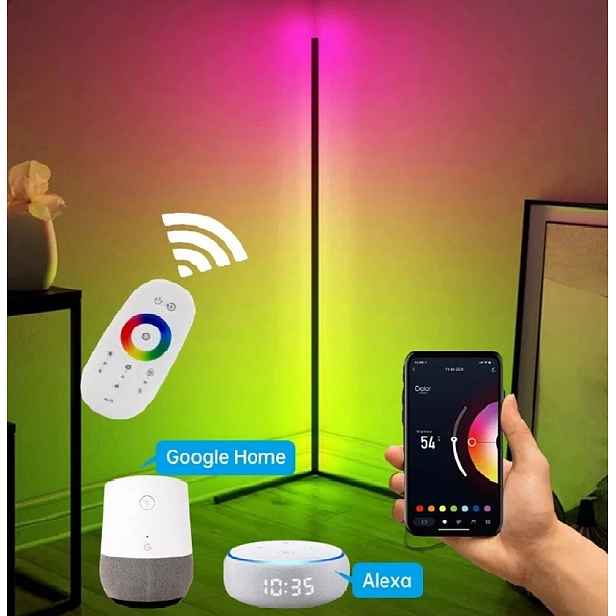 Bot Nordic chytrá rohová stojací Led lampa N2 140 cm WiFi Rgb černá
