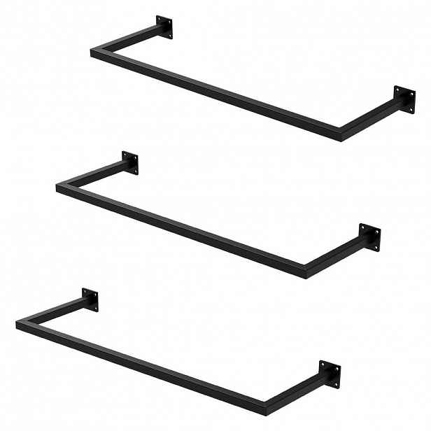 ML-DESIGN VĚŠÁK na oblečení, sada 3 ks, obdélníkový, výška 30 cm x šířka 90 cm, černý, z oceli