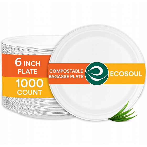Papírové talíře 15 cm kompostovatelné Eco Soul 1000 ks na jedno použití bílé