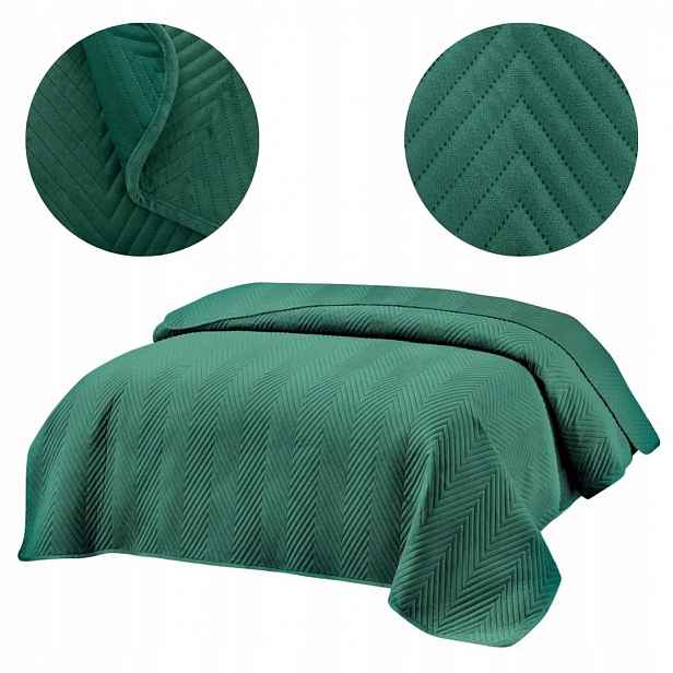 Přehoz 170x210 Lisovaný Velurový Dekorativní Elegantní Lahvově Zelená Barva
