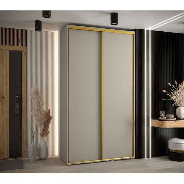 Šatní skříň INDIRA 1 - 130/60 cm, kašmír / zlatá
