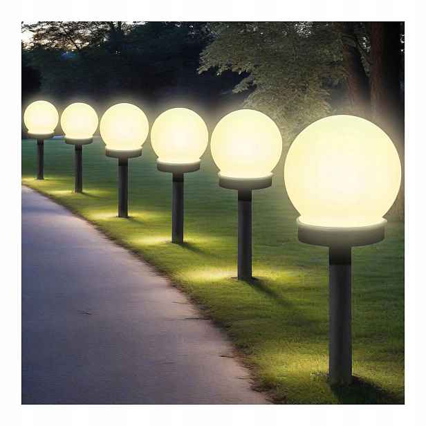 Zahradní solární lampy kulovité 6 ks Led teplá bílá voděodolná