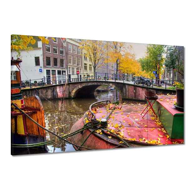 Obrazy 120x80 Růžový mostek Amsterdam