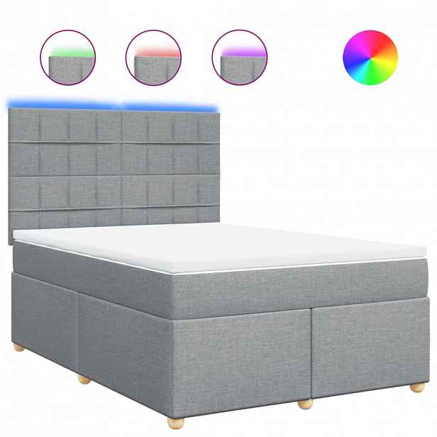 vidaXL Box spring postel s matrací světle šedá 140 x 200 cm textil