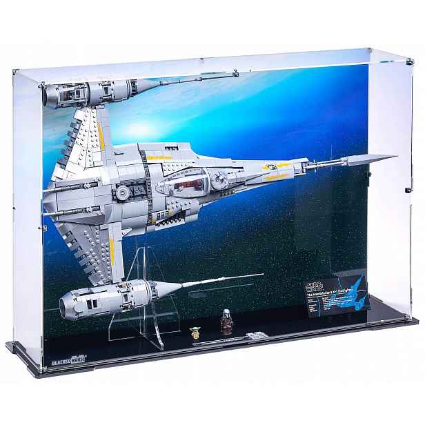 Horizontální vitrína s pozadím Blacked Brick pro Lego 75442 Star Wars: Stíhačka N-1