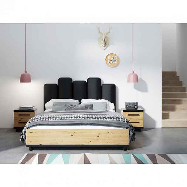 Nábytek do ložnice s postelí 160x200 DELAWARE 4 - dub artisan / matný černý