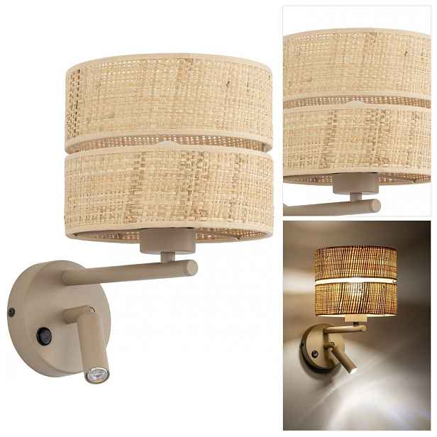 Nástěnné svítidlo Calma béžové v boho stylu, funkční do předsíně Tk Lighting