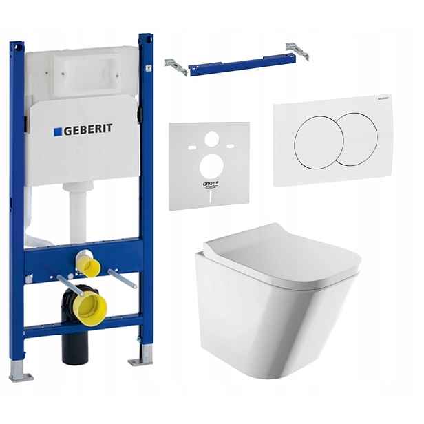 Podomítkový Wc set 7v1, rám Geberit, Wc mísa Silent Omnires tlačítko