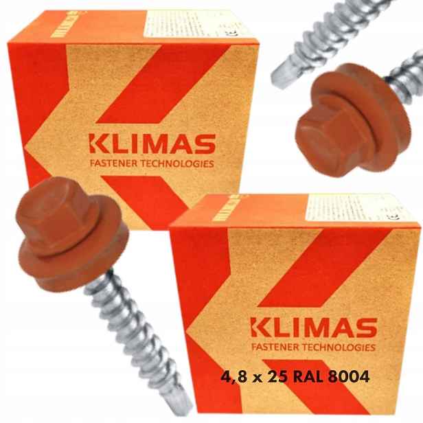 2x Samovrtné vruty farmářů dřevo 4,8x25 podložka Epdm Ral 8004 250 Ks