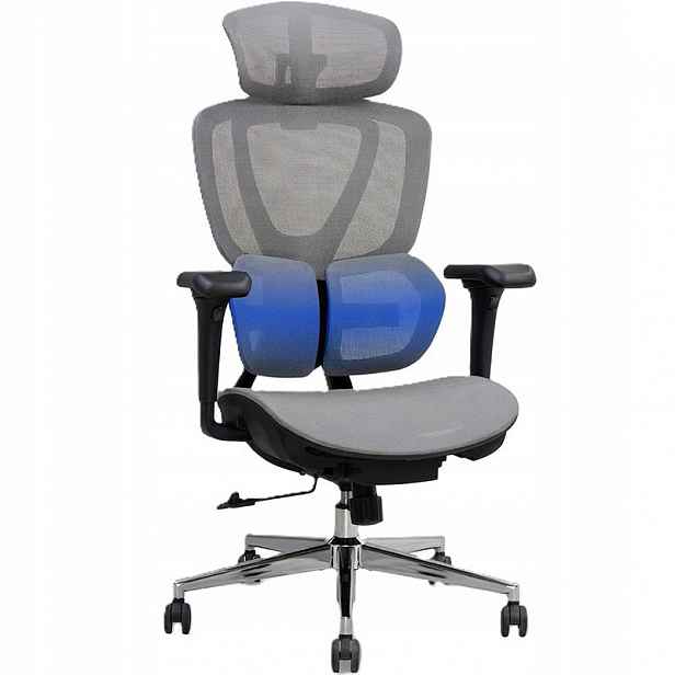Ergonomická kancelářská židle C5G-air, 3D opěrka hlavy, šedá