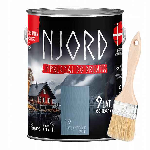 Njord Ochranný Impregnační Přípravek Na Dřevo 5 L, Atlantické Vlny Štětec 50 MM
