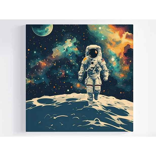 Obraz Na Plátně Canvas Pop Art Kosmos Astronauta Planeta Hvězdy 50x50