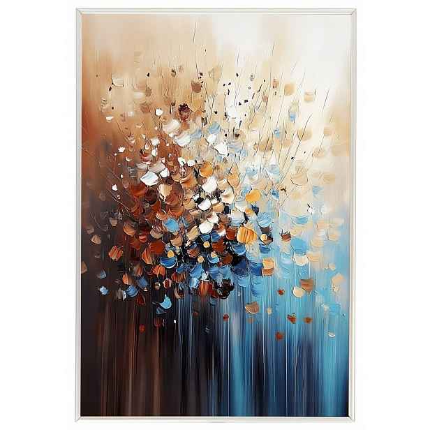 Plakát Rámeček Hliník Abstrakce Hnědá Béžová Tyrkysová Špachtle Impasto 40x60