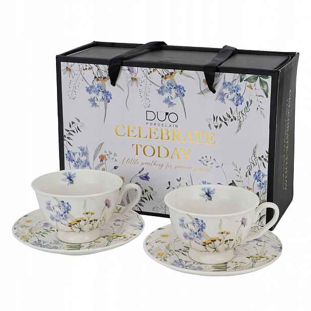 Sada šálků s podšálky 2 kusy 250 ml na kávu Čaj Porcelán kpl