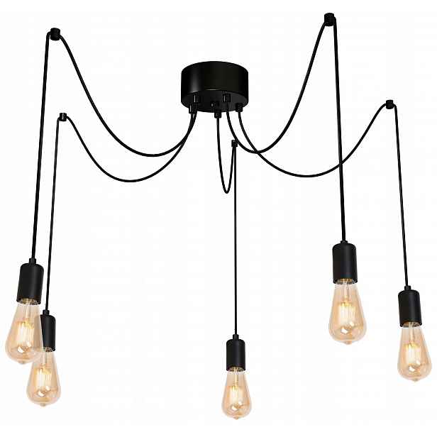 Závěsná lampa Spindel Černá 5xE27 moderní osvětlení do loftu