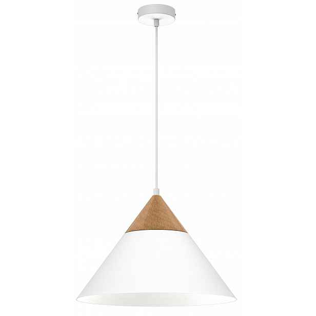 Závěsná stropní lampa Single Bílá Hnědá kovová 1xE27 39 Cm moderní