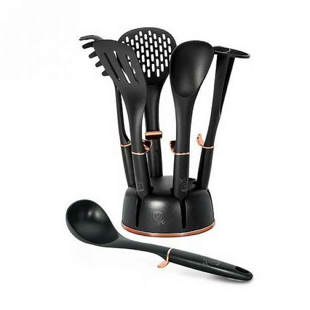 Berlinger Haus 7dílná sada kuchyňského náčiní ve stojanu Black Rose Collection