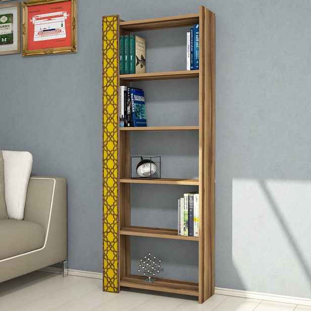 Knihovna City - Walnut, Yellow