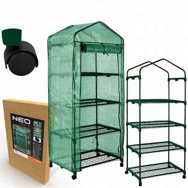 Neo Tools Balkonový skleník 69x49x160cm, fólie Pe, kolečka 15-903
