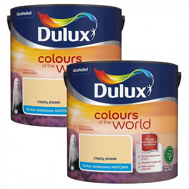 Set Dulux Barvy Světa 2x2,5L Barva Latexová Emulze Teplý Písek 5L