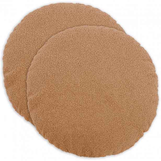 vidaXL Povlak na polštář 2 pcs HEERLEN Béžová Ø 40 cm Bouclé