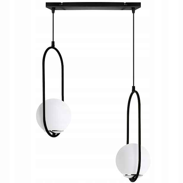 Závěsná Stropní Lampa Lustr Černá-chrom Bílá Skleněné Koule Do Kuchyně