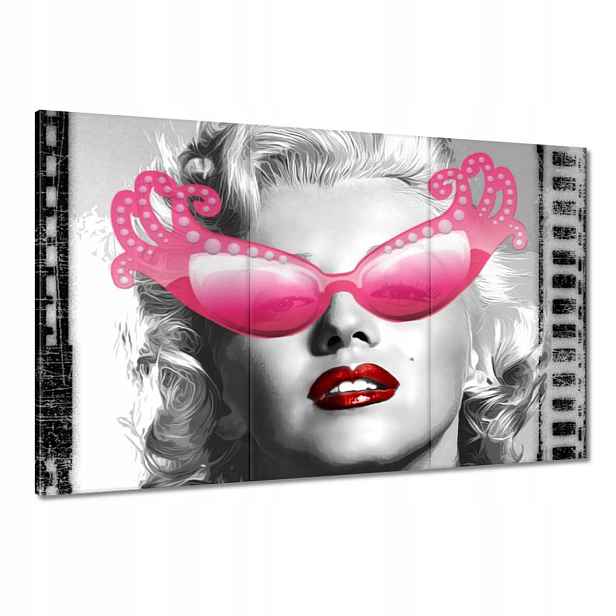 Obrazy 120x80 Monroe růžové brýle