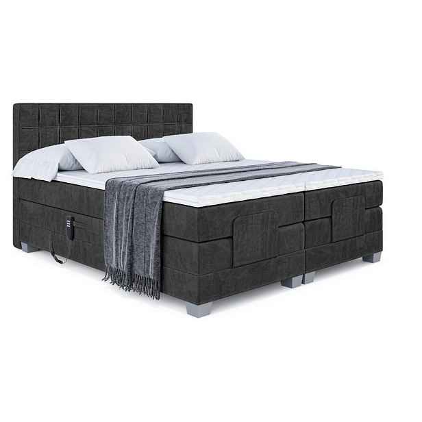 ALTDECOR BOXSPRINGOVÁ POSTEL s matrací H3/H4 - OSTO EL - 200x200 cm Černá