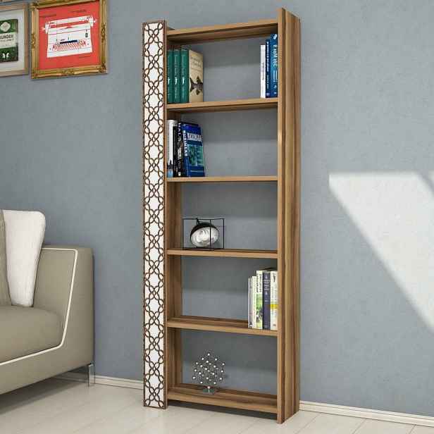 Knihovna City - Walnut, White