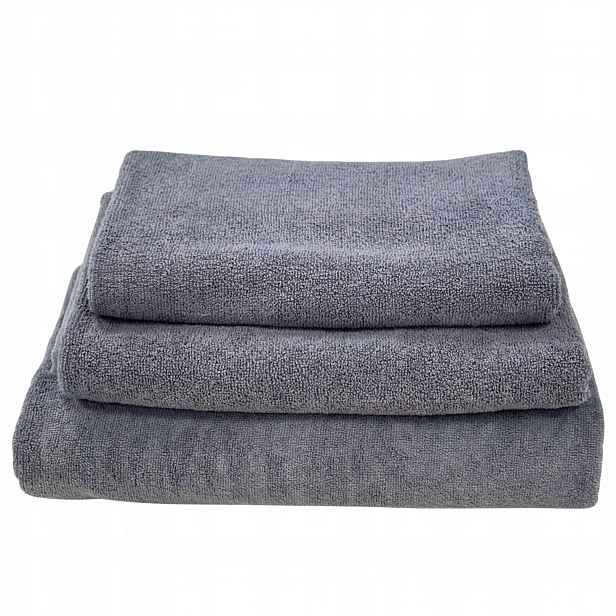 Komplet 3x Koupelové Ručníky Šedé 100% Bavlna 50x90 70x140 100x150 cm