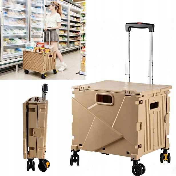 Pojízdný Skládací Nákupní Košík Transportní Box Do Auta