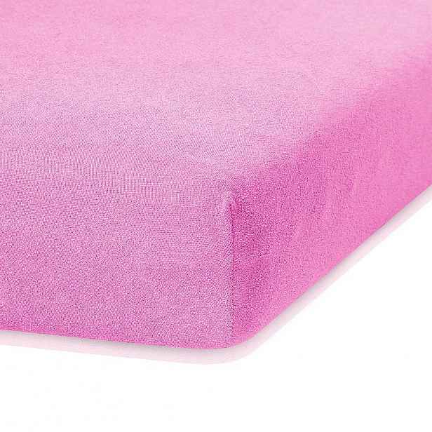 Růžové elastické prostěradlo s vysokým podílem bavlny AmeliaHome Ruby, 200 x 140-160 cm