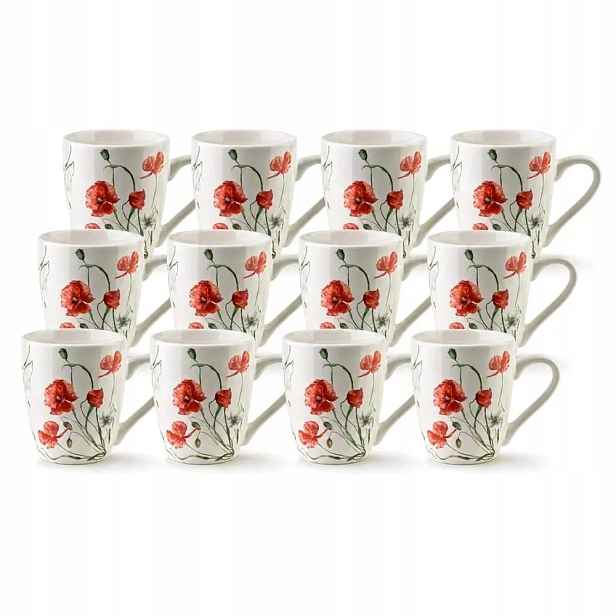 Šálky na čaj v maki 350 ml Sada 12 kusů porcelánové Sonic