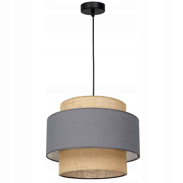 Závěsná Lampa Boho Z Juty, Vrstvený Odstín Šedé Barvy