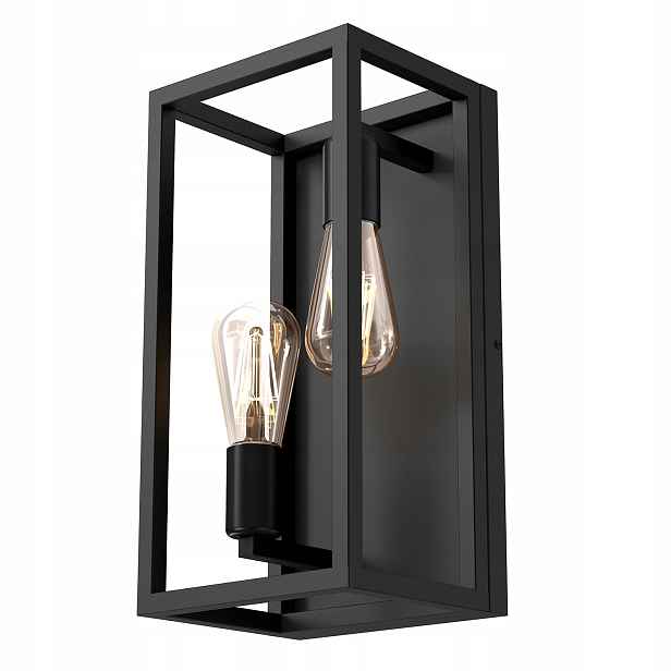 Nástěnné svítidlo dvojité industriální černé obdélníkové do obývacího pokoje Luminex
