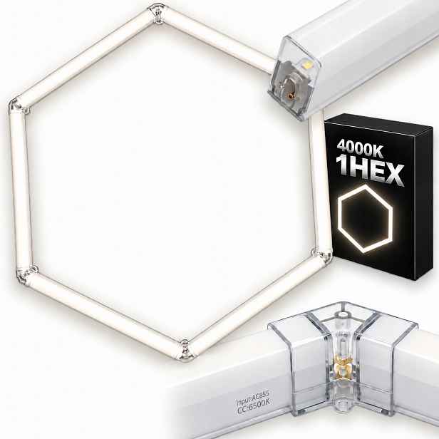 Bílý stropní svítidlo Led Hexagon 1 42W 4000K 92x79 Cm garážová dílna silná