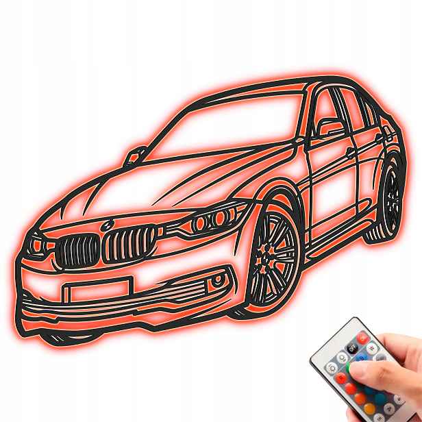 Bmw 3 Series Line Dřevěný 3D obraz Noční Lampa Led dálkové ovládání