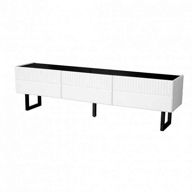 Modfu SET konferenčního stolku a TV stolku z MDF 170x35x47 cm černobílý s úložným prostorem a vysokým leskem